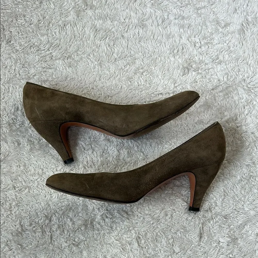 Salvatore Ferragamo Brown Suede‎ Leather Pumps Heels Italy, 6.5 AA Narrow